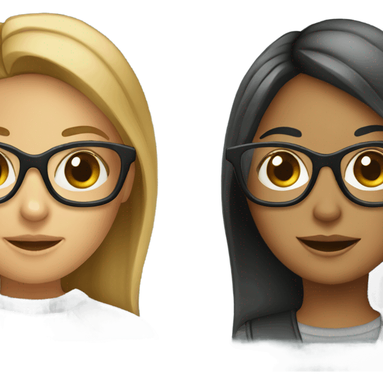 Two girls with glasses  emoji