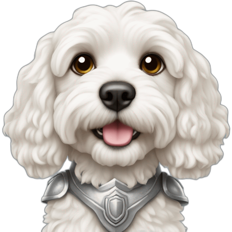 White Cavapoo knight emoji