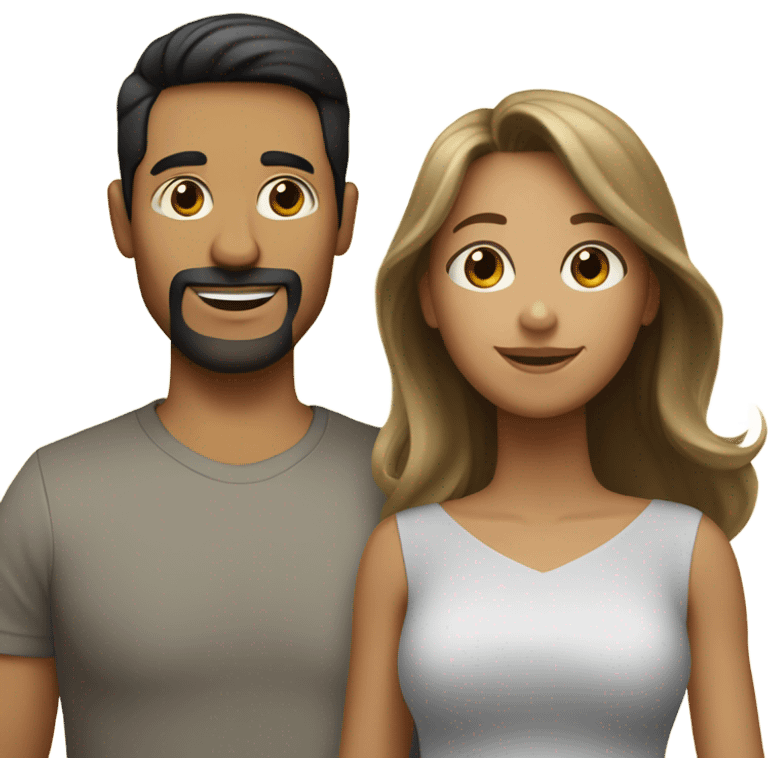 Puerto rican beard short black hair  husband with blond long hair wife and brown long hair daughter Family  emoji