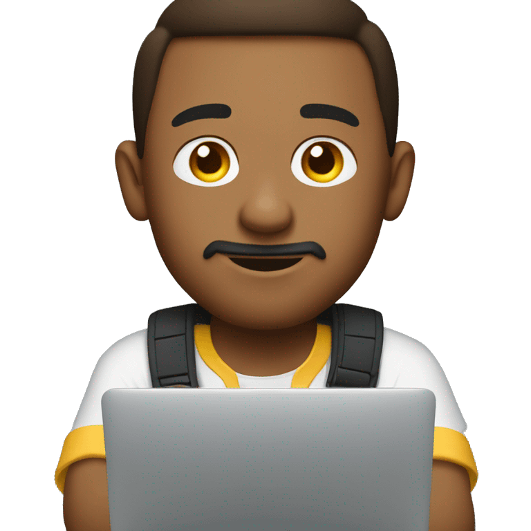 Video editor working on his mac book emoji