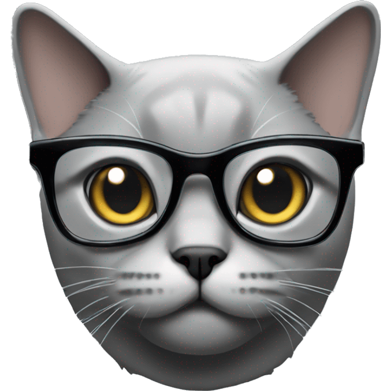 A grey British cat in black glasses  emoji