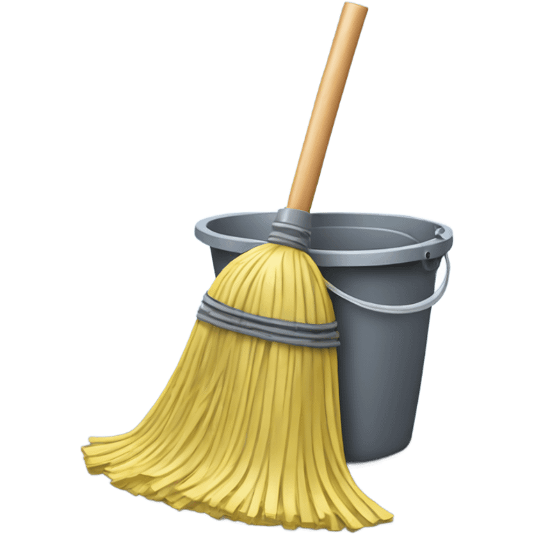 Broom with mop bucket  emoji