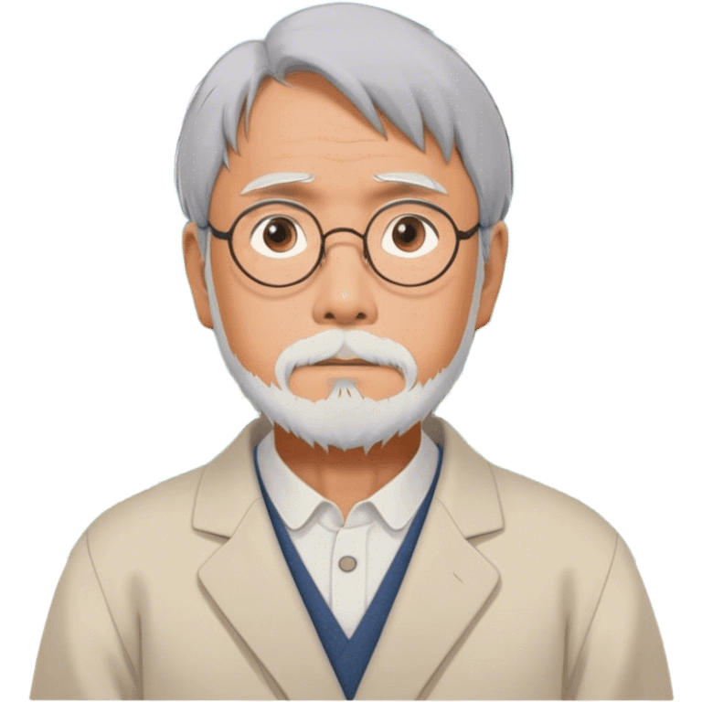 Hayao Miyazaki (filmmaker) – Cinematic Realistic Portrait of Hayao Miyazaki, portrayed with gentle, wise eyes and a thoughtful expression, set against a backdrop of whimsical sketches and animated landscapes reminiscent of Studio Ghibli, rendered with soft natural lighting and rich, detailed textures that evoke creative magic. emoji