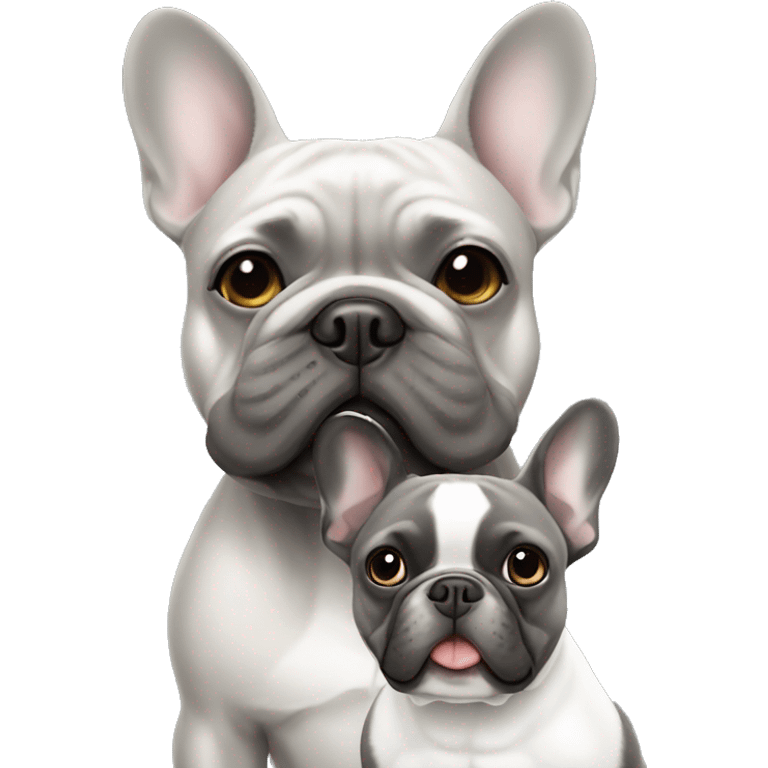 Gray French bulldog with girl emoji