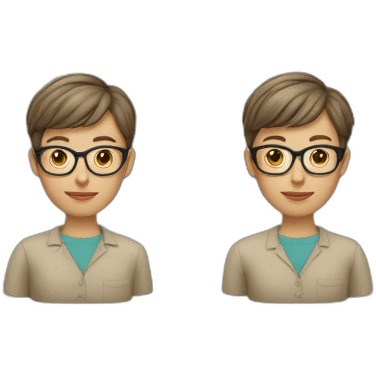 Teacher with short hair wearing glasses emoji