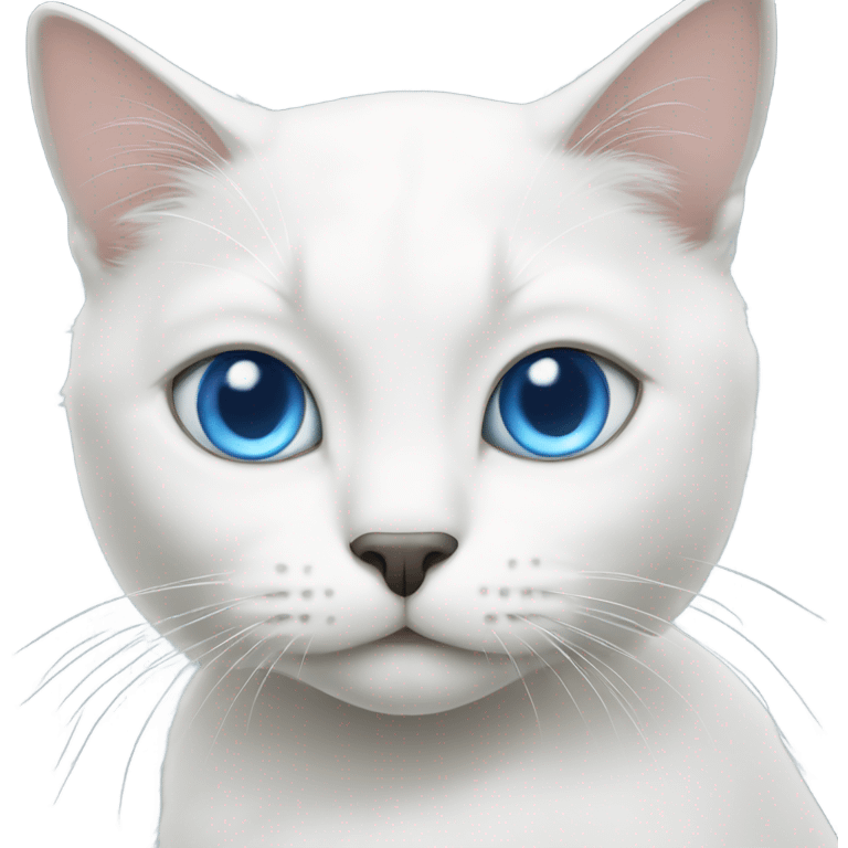 White cat with blue eyes and grey nose  emoji