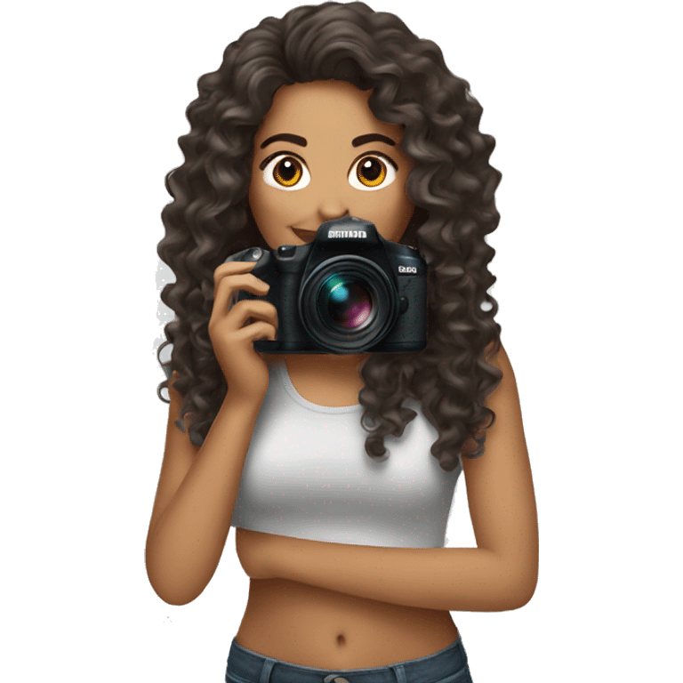 Latina photographer long curly hair emoji