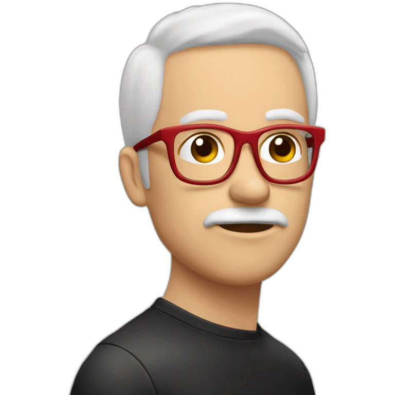 Cara Hombre blanco triste pelo canoso de punta gafas rojas y negras emoji