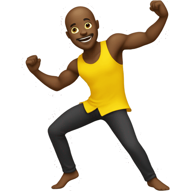 Dancing black man in yellow  emoji