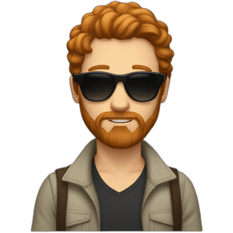 Dark-haired-Bearded-white-man with sunglasses and long ginger hair girlfriend emoji