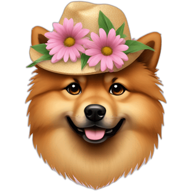 Eurasier dog with a floral hat emoji