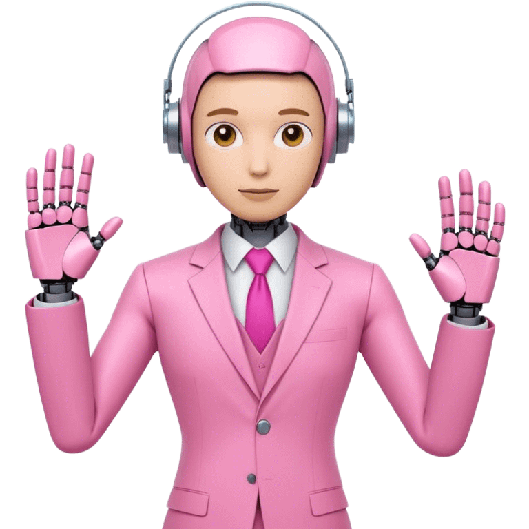 robotic human office worker in all pink suit emoji