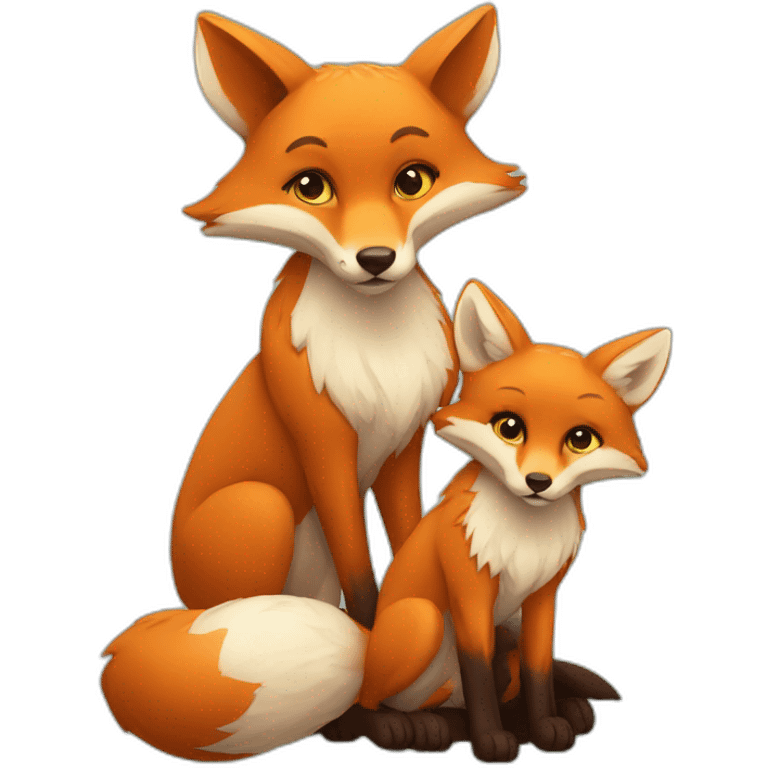 fox and her babies emoji