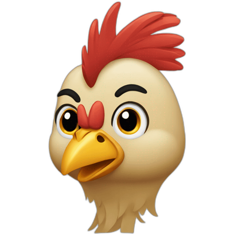 Gallina con peluca de milei emoji