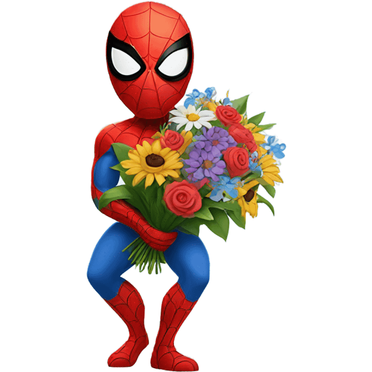 spider-man holding flowers emoji