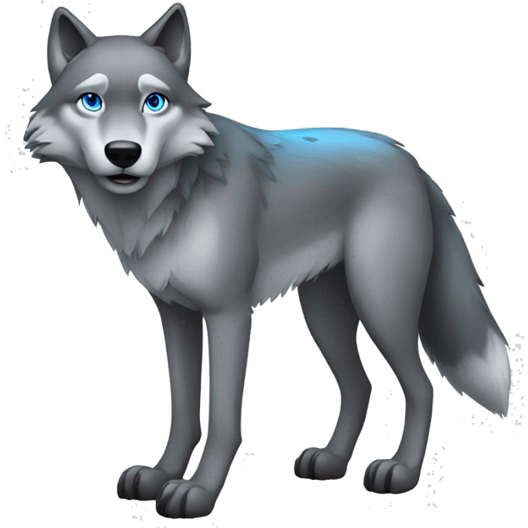 Grey wolf with black points, and blue eyes. full body emoji