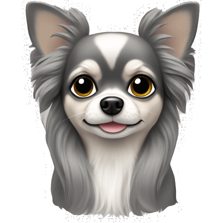 Long hair grey Chihuahua ￼  emoji