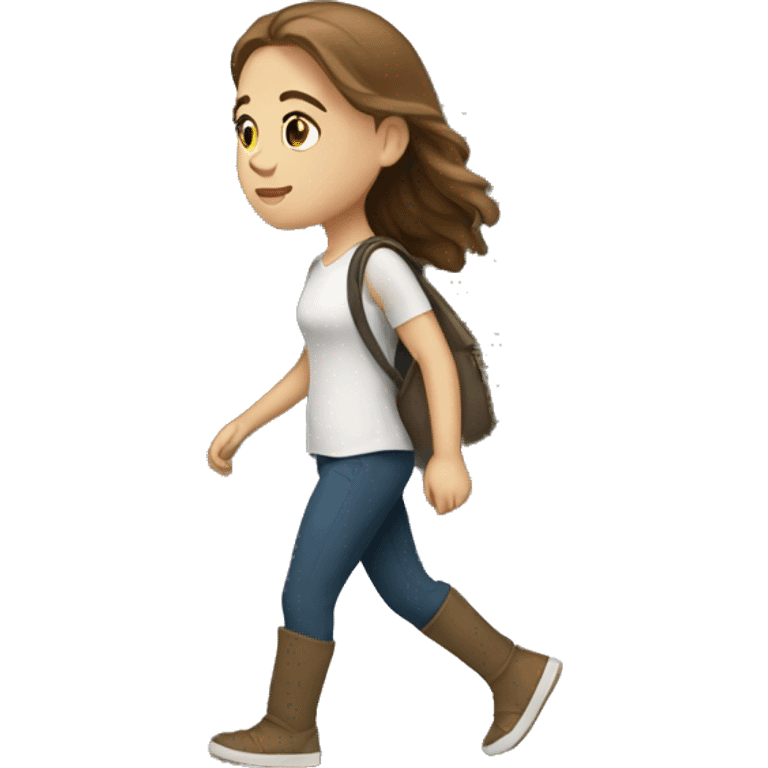 brown-haired white girl walking through a city emoji