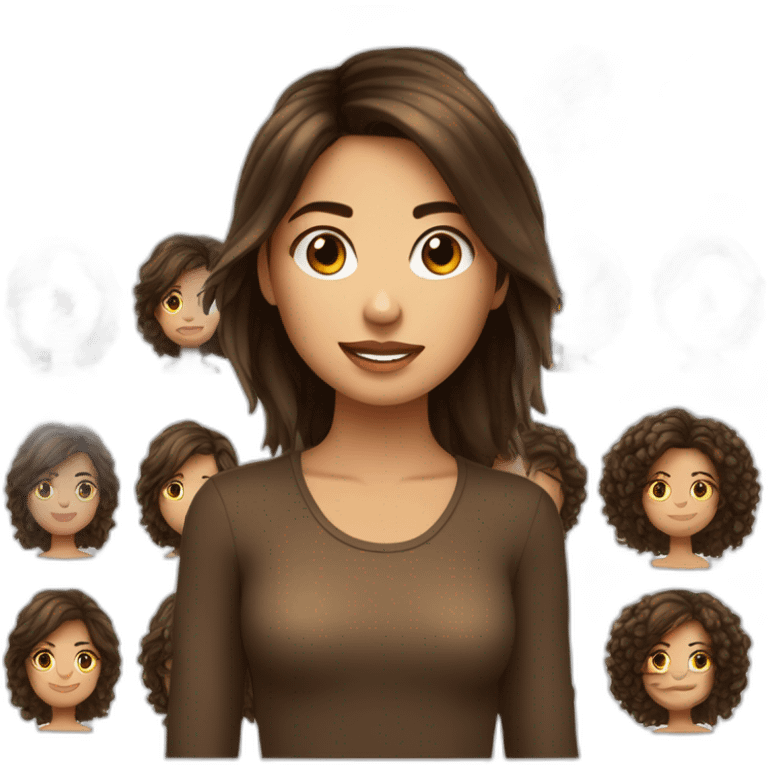 fille brune et bronzée aux cheveux courts et frisés emoji