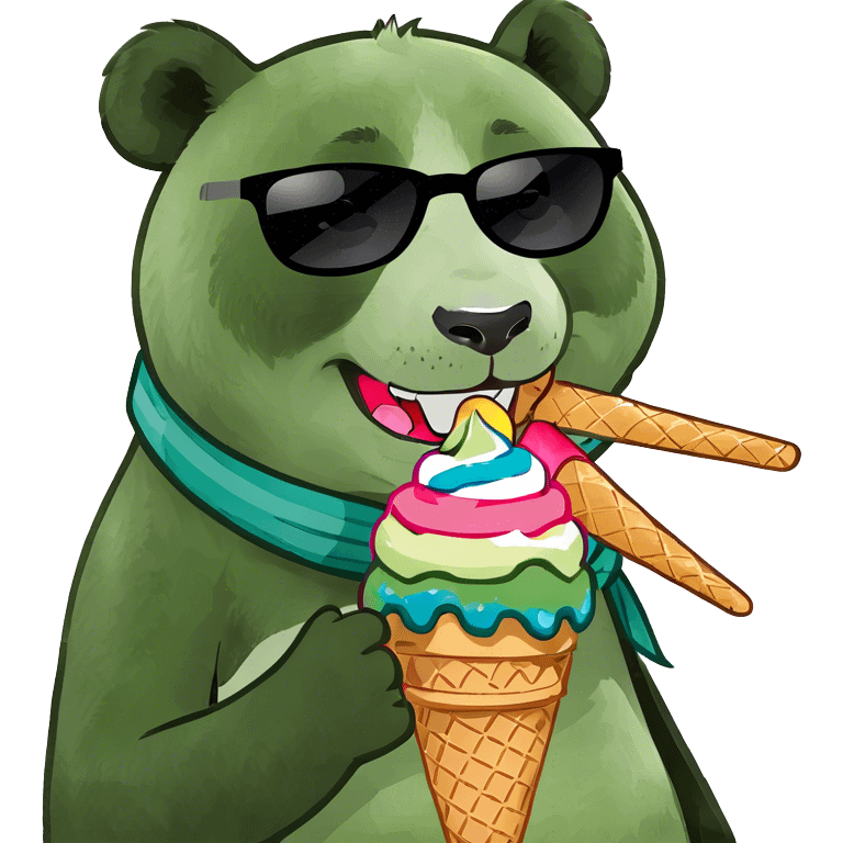 Panda eating ice cream emoji