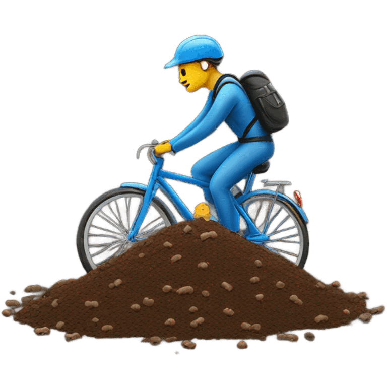 Bike rider next to poop emoji