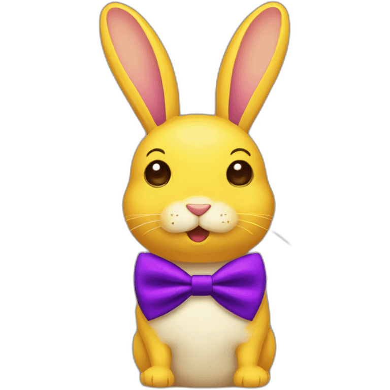 Yellow bunnie purple bowtie emoji