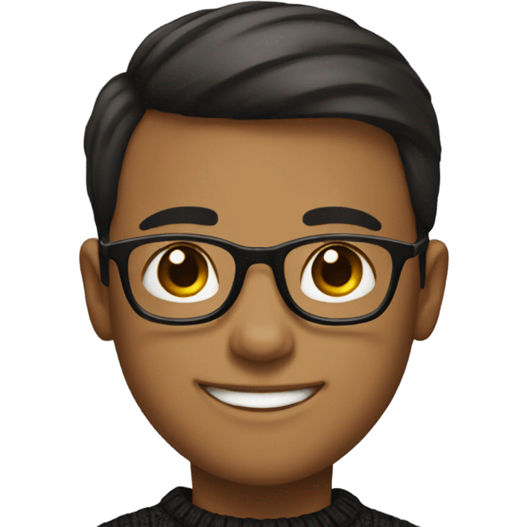 Smiling boy, with glasses, and black sweater emoji