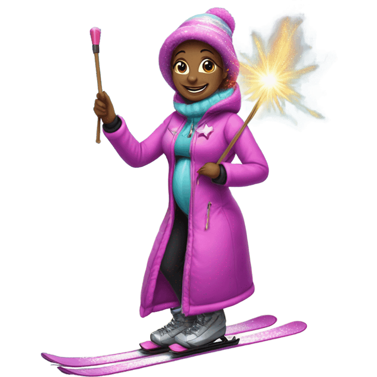 Pregnant skiing magician  emoji