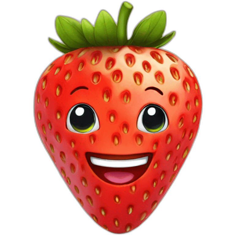 strawberry with a smile emoji