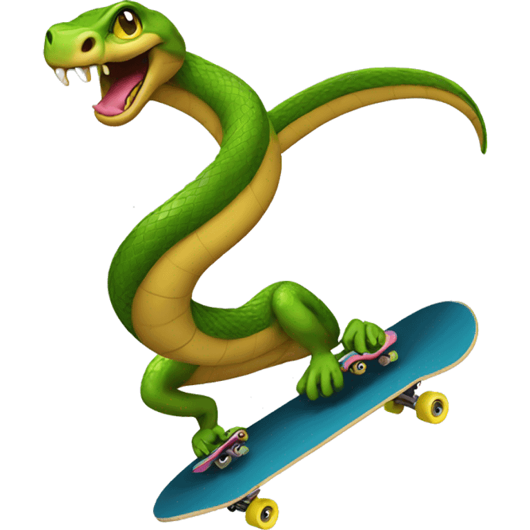 Snake doing a trick on a skateboard  emoji