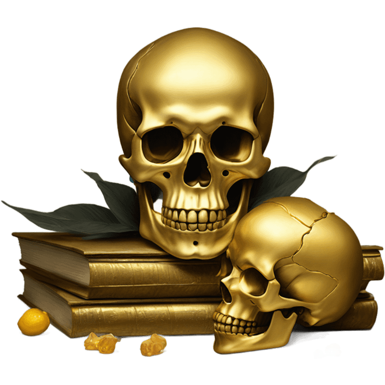 golden scull vanitas still life emoji