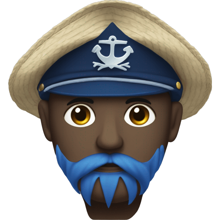 emojis de marinero con boina tipo hat azul oscuro y traje de marinero azul oscuro, hombre delgado fuerte emoji