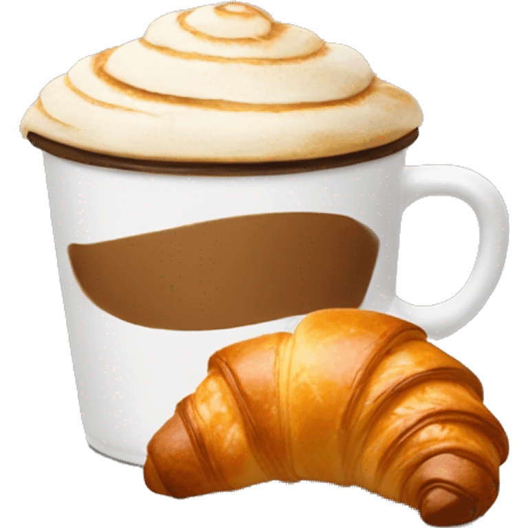 Coffe cup with croissant  emoji