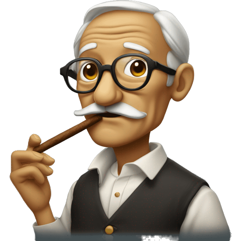 Old shimpanze with glasses! Completely bold smoking a cigar emoji