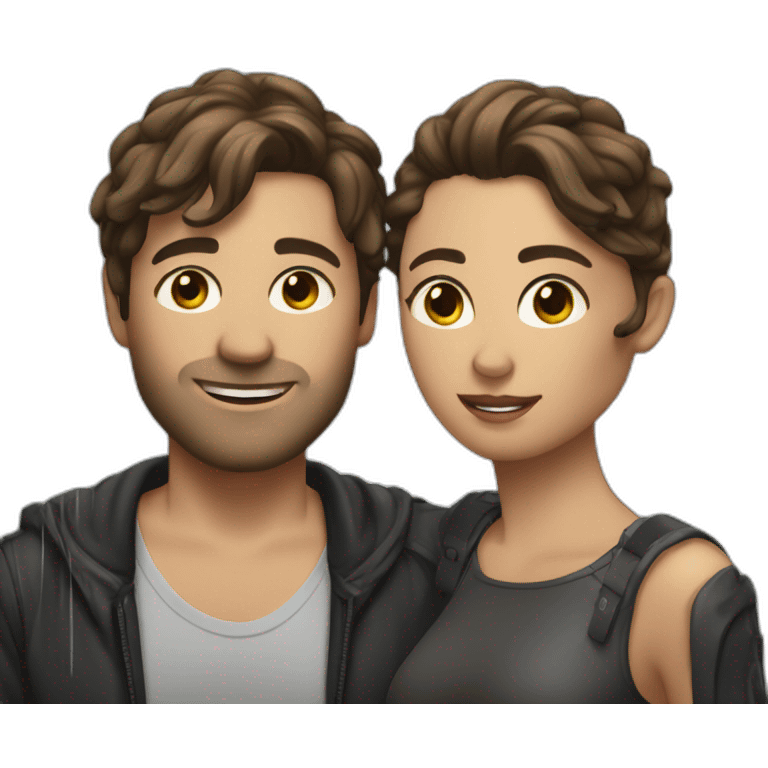 Brown hair wet couple at a techno party emoji