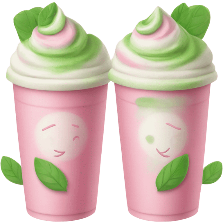 pink and green matcha latte emoji