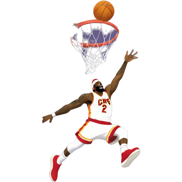 Lebron james dunking on santa emoji