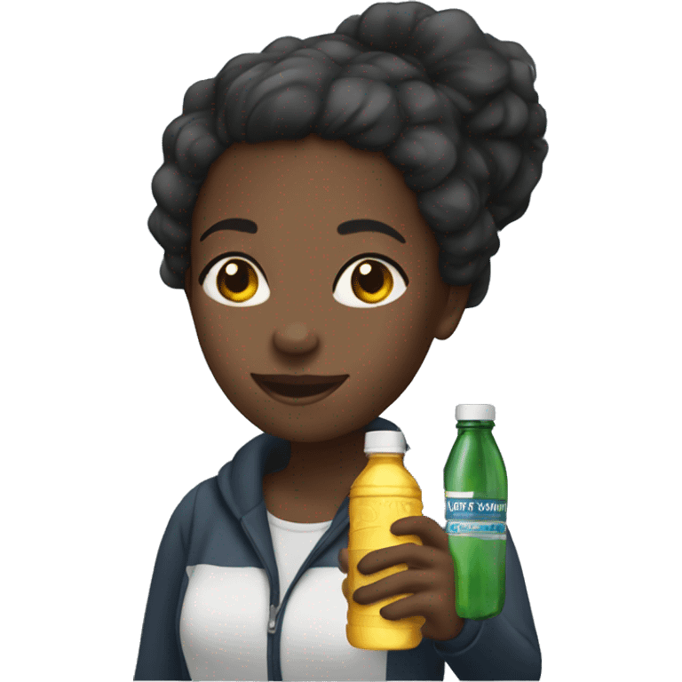 Black girl with a Stanley bottle in her hand emoji