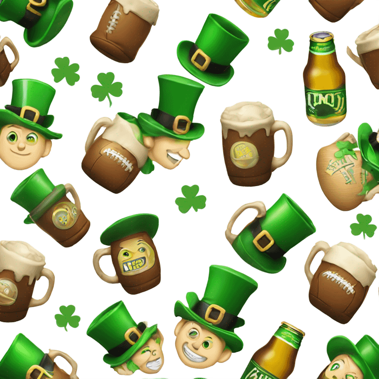 Leprechaun spiking football drinking beer emoji