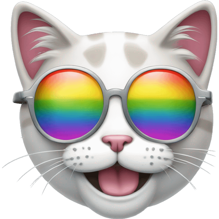 laughing cat with tears wearing rainbow glasses emoji