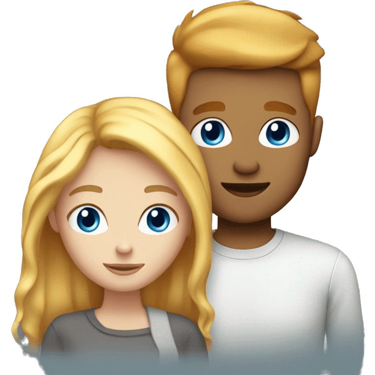 Blonde blue eyed girlfriend with ginger blue eyed boyfriend emoji