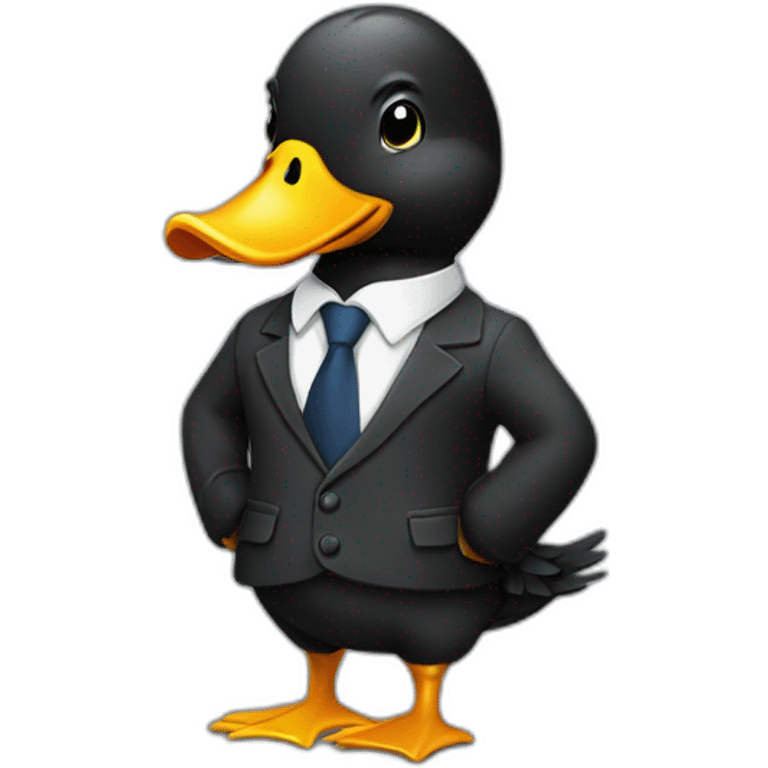 black duck on suit working emoji