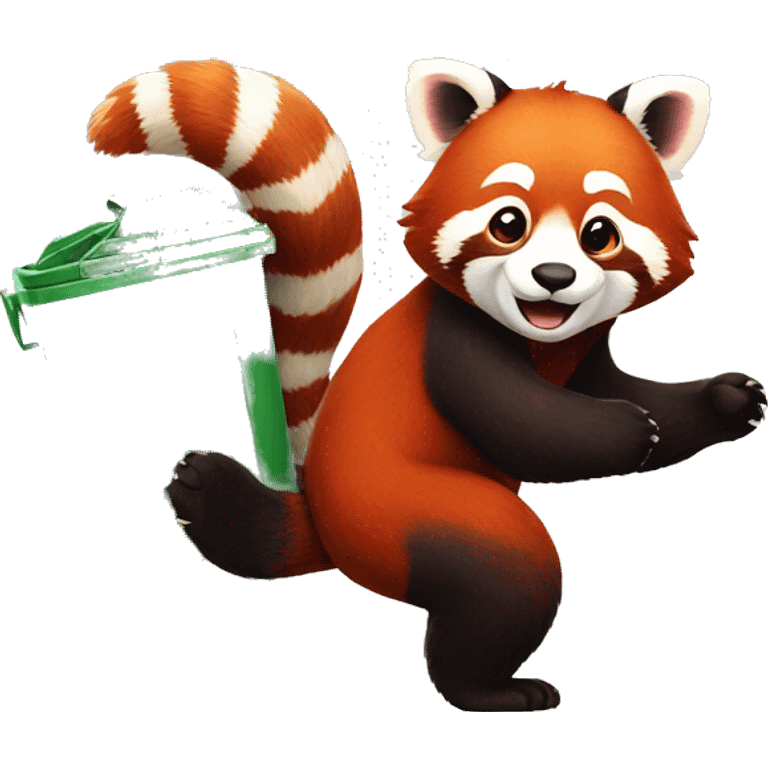  The red panda is throwing away the garbage emoji