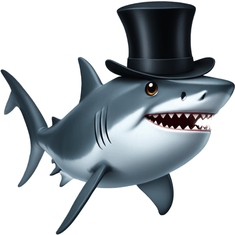 Shark with a top hat emoji