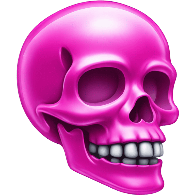 Crystalized hot pink skeleton head that is shiny  emoji