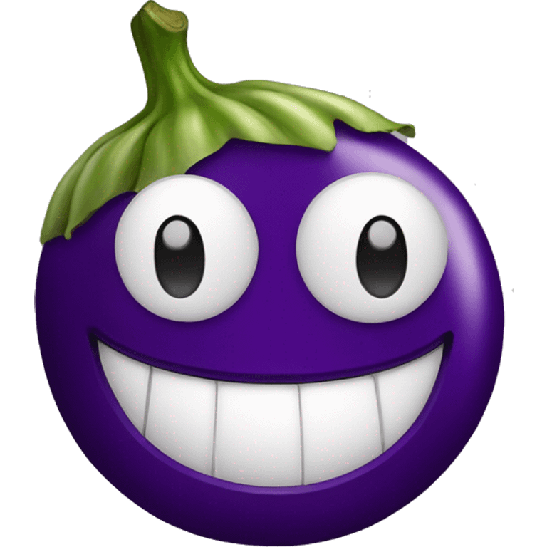 Happy face with eggplant emoji