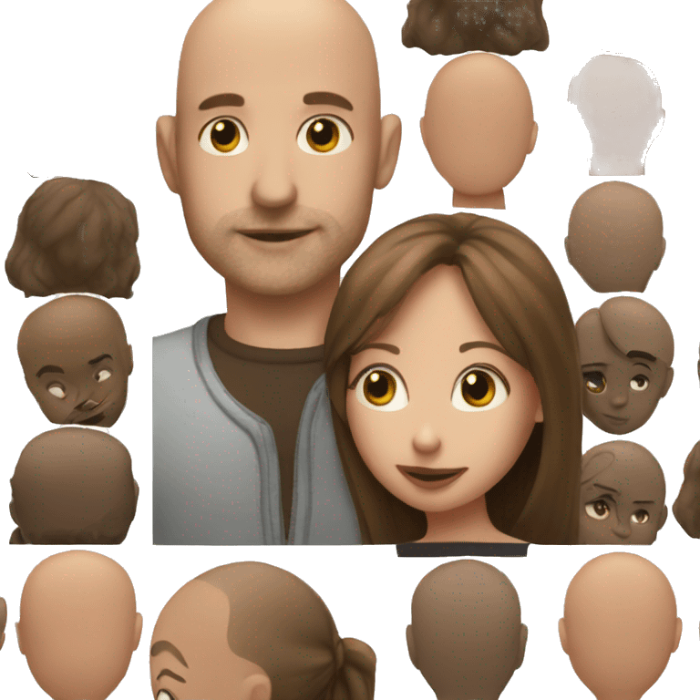 Bald man kissing brown haired girl emoji