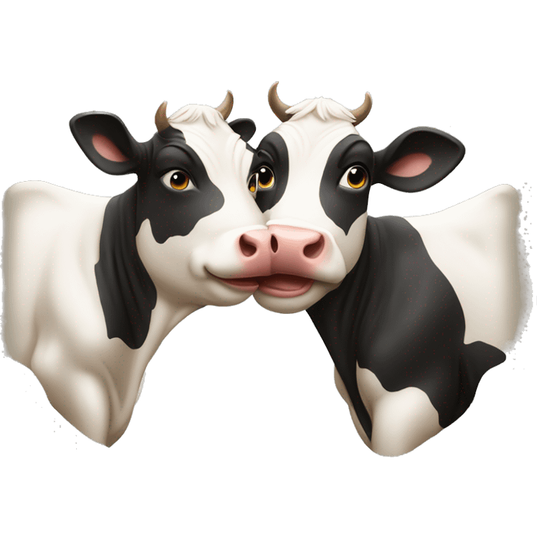 two cow kiss each other emoji