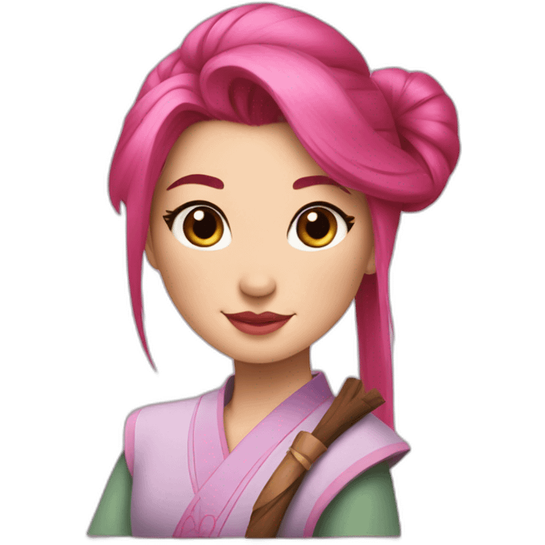 Pink hair Mulan painting a picture emoji