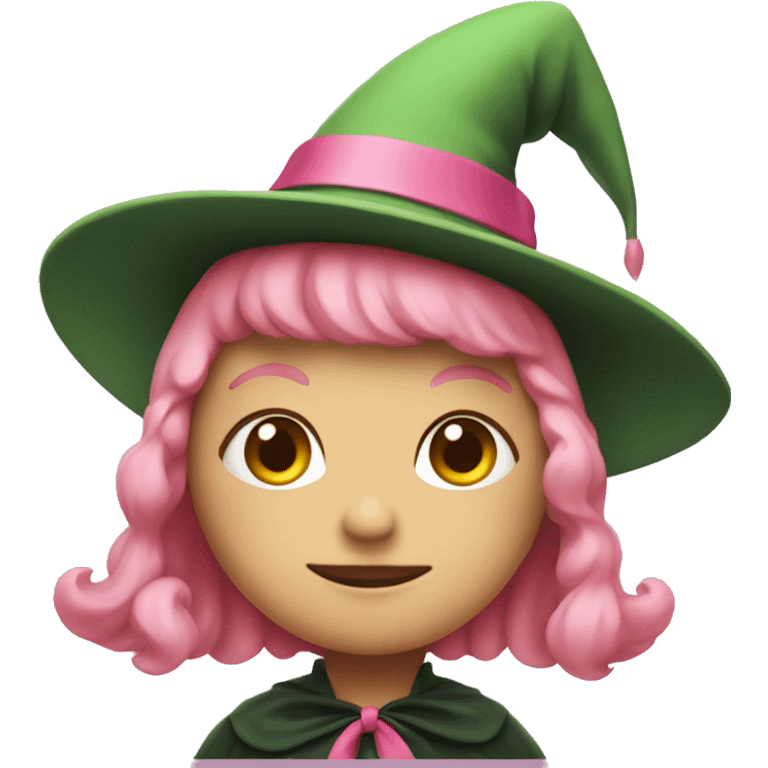 green witch with a pink bow emoji